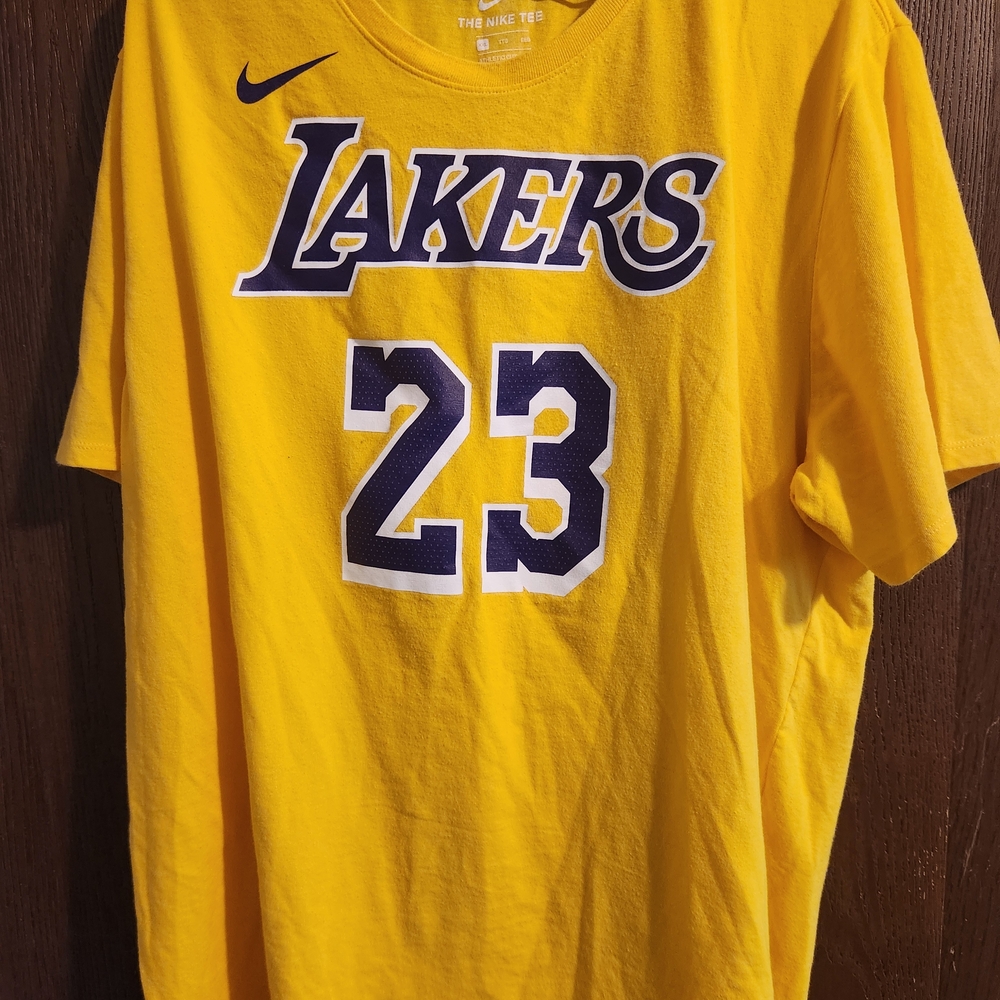 Nike Lakers Number 23 LeBron James Yellow T-Shirt